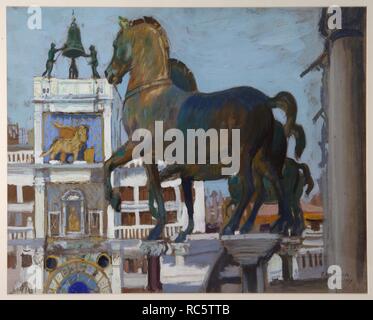 Die Pferde von San Marco. Museum: private Sammlung. Autor: Kustodiev, Boris Michaylovich. Stockfoto