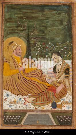 Ali Adil Shah II von Bijapur mit einer Frau. Museum: Der David Sammlung. Thema: Indische Kunst. Stockfoto