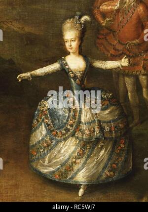 Fête organisiert die Hochzeit des Kaisers Joseph II., Prinzessin von Bayern Marie-Josèphe feiern. Detail: Marie Antoinette. Museum: Musée de l'Histoire de France, Château de Versailles. Autor: WEIKERT, Georg. Stockfoto
