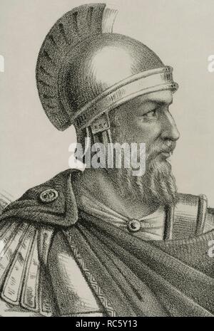 Quinto Sertorio (122 ein. C-72a. C). Político y militar Romano de la época final de la República romana. Dibujo por Llanta. Litografía. Retrato, las mejores. Crónica de España, Historia y Ilustrada Descriptiva de Sus Provincias. Región de Murcia, 1870. Biblioteca Histórico Militar de Barcelona. Catalunya, España. Stockfoto