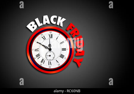 Antike Uhr mit Worten Schwarzer Freitag, Konzept für Marketing Vertrieb Stockfoto