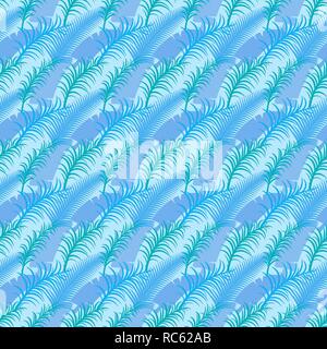 Blauen tropischen nahtlose Muster mit Palmblättern. Stockfoto