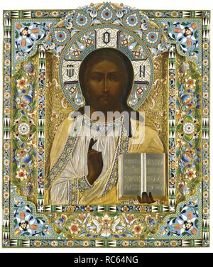 Christus Pantokrator. (Anlässlich der wundersamen Rettung während des Imperial Zugunglück, 17. Oktober 1888). Museum: private Sammlung. Autor: Ovchinnikov, Pavel Akimovich. Stockfoto