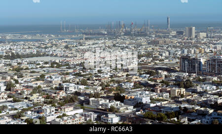 Erhöhte Blick über die Altstadt von satwa in Dubai, Vereinigte Arabische Emirate Stockfoto