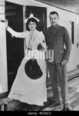 Winston Churchill's Bruder Jack Churchill, die von ihrer Mutter an Bord der Krankenhaus Schiff 'Maine' in Durban. Januar 1900 Stockfoto