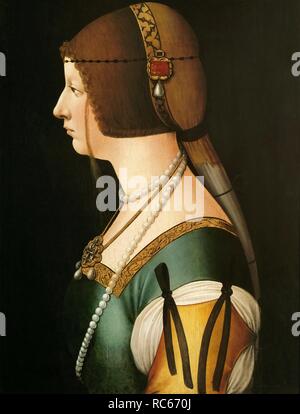 Portrait von Bianca Maria Sforza (1472-1510), die zweite Frau von Maximilian I., Kaiser des Heiligen Römischen Reiches. Museum: Schloss Ambras, Innsbruck. Autor: giovanni AMBROGIO DE PREDIS,. Stockfoto