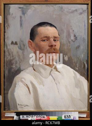 Porträt des Autors Maxim Gorki (1868-1939). Museum: State Art Museum, Nischni Nowgorod. Autor: Shlein, Nikolai Pawlowitsch. Stockfoto