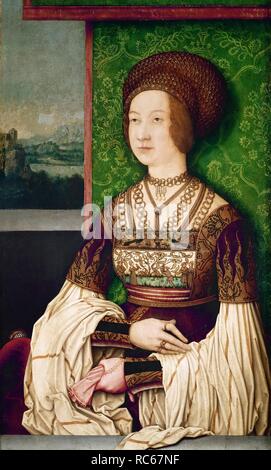 Portrait von Bianca Maria Sforza (1472-1510), die zweite Frau von Maximilian I., Kaiser des Heiligen Römischen Reiches. Museum: Schloss Ambras, Innsbruck. Autor: STRIGEL, Bernhard. Stockfoto