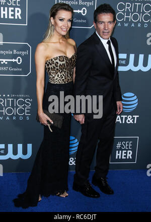 Santa Monica, Vereinigte Staaten. 13 Jan, 2019. Nicole Kimpel und Freund/Schauspieler Antonio Banderas ankommen am 24. jährlichen Critics' Choice Awards im Barker Hangar am 13 Januar, 2019 in Santa Monica, Los Angeles, Kalifornien, USA. (Foto von Xavier Collin/Image Press Agency) Quelle: Bild Presse Agentur/Alamy leben Nachrichten Stockfoto