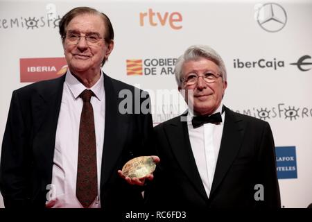 Zaragoza, Spanien. 13 Jan, 2019. JoseFrade Productor und Enrique Cerezo ForqueAwards des spanischen Kinos gehalten am Zaragoza Conference Center Foto: Juan Carlos Rojas/Corrdon drücken Sie Credit: CORDON PRESSE/Alamy leben Nachrichten Stockfoto