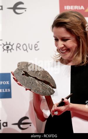 Zaragoza, Spanien. 13 Jan, 2019. Eva Llorach beste Schauspielerin durch "QuiÃ©n te ForqueAwards cantarÃ¡' des spanischen Kinos am Zaragoza Conference Center Foto: Juan Carlos Rojas/Corrdon drücken Sie Credit: CORDON PRESSE/Alamy leben Nachrichten Stockfoto