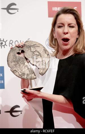 Zaragoza, Spanien. 13 Jan, 2019. Eva Llorach beste Schauspielerin durch "QuiÃ©n te ForqueAwards cantarÃ¡' des spanischen Kinos am Zaragoza Conference Center Foto: Juan Carlos Rojas/Corrdon drücken Sie Credit: CORDON PRESSE/Alamy leben Nachrichten Stockfoto