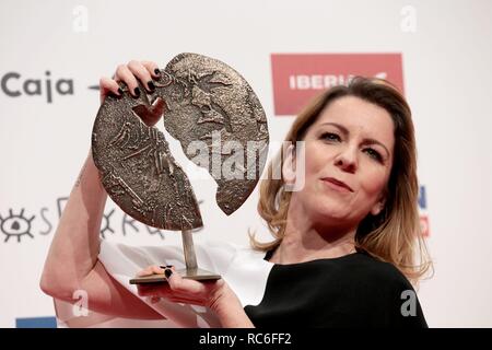 Zaragoza, Spanien. 13 Jan, 2019. Eva Llorach beste Schauspielerin durch "QuiÃ©n te ForqueAwards cantarÃ¡' des spanischen Kinos am Zaragoza Conference Center Foto: Juan Carlos Rojas/Corrdon drücken Sie Credit: CORDON PRESSE/Alamy leben Nachrichten Stockfoto