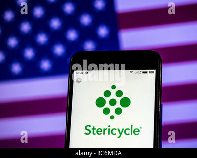 Kiew, Ukraine. 14 Jan, 2019. Stericycle Firmenlogo gesehen auf einem Smartphone angezeigt. Quelle: Igor Golovniov/SOPA Images/ZUMA Draht/Alamy leben Nachrichten Stockfoto