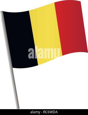 Belgien Flagge Symbol. Flagge von Belgien auf einer Stange Vector Illustration. Stock Vektor