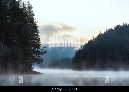 Morgen Sommer am Bergsee Goliam (Big) Beglik in Rhodopen Gebirge, Bulgarien. Stockfoto