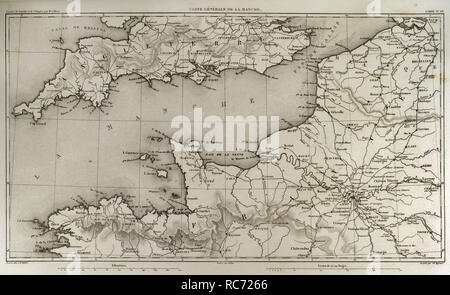 Napoleonischen Karte. Im Englischen Kanal. Atlas de l'Histoire du Consulat et de l'Empire. Geschichte des Konsulats und des Empire von Frankreich unter Napoleon von Marie Joseph Louis Adolphe Thiers (1797-1877). Zeichnungen von Dufour, Stiche von Dyonnet. In Paris, 1864 bearbeitet werden. Stockfoto