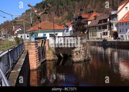 Blick auf den Fluss Enz in der Nähe von Bad Wildbad im Schwarzwald Stockfoto