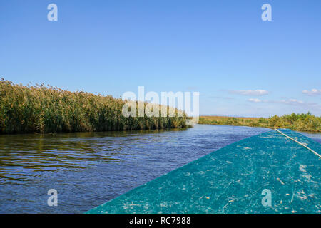 Bootsfahrt am Delta des Evros-Fluss, Thrakien (Thrakien), Griechenland. Stockfoto