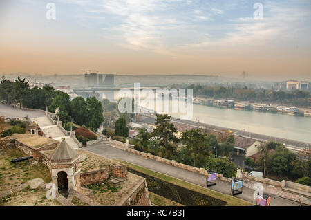 Donau - Belgrad, Serbien - Blick von der Festung Kalemegdan Stockfoto