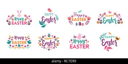 Frohe Ostern, Vektor Symbole, Logos, Embleme und Schriftzüge design Stock Vektor