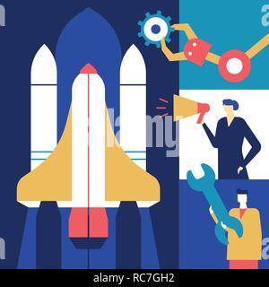 Startup - flaches Design Style konzeptionelle bunte Illustration Stock Vektor
