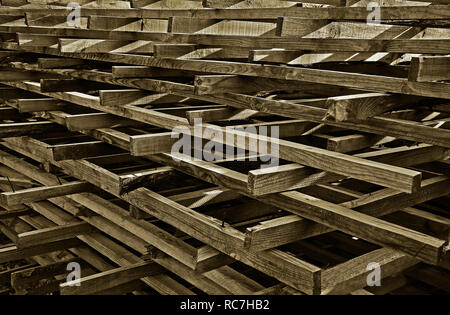 Hintergrund grau getönten Stapel der alten Boards viele Baustoffe grunge style Base Design Bau Stockfoto