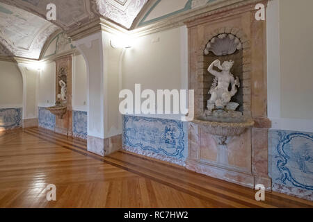 Speisesaal im Marques de Pombal Palace - Palácio do Marquês de Pombal, Oeiras, Portugal, Europa Stockfoto