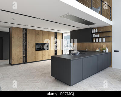 Neue moderne City Loft Apartment. 3D-Rendering Stockfoto