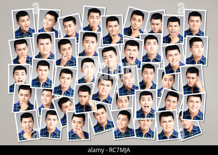 Emotionale Bilder von asiatischen Jungen Mann Stockfoto