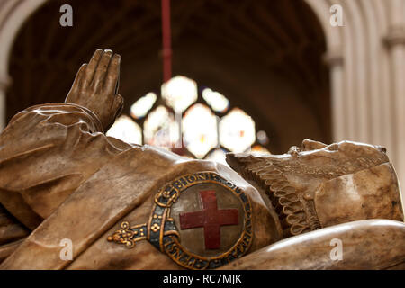 Knight Sculpture, Bath Abbey, Somerset, Großbritannien Stockfoto