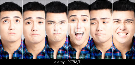 Emotionale Bilder von asiatischen Jungen Mann Stockfoto