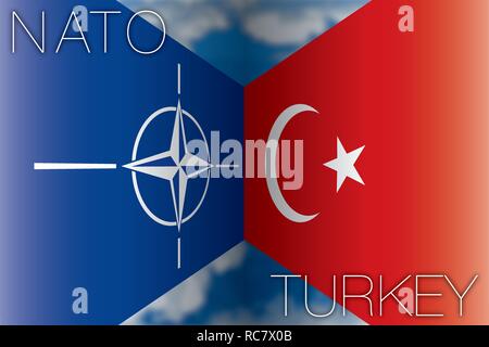 Die Nato gegen die Türkei Fahnen, Vektor, Abbildung Stock Vektor