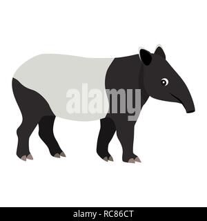 Nett freundlich wildes Tier, Schwarze und Weiße tapir Symbol Stock Vektor