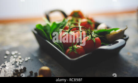 Cherry-Tomaten-Hintergrund Stockfoto