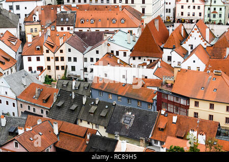 Dachziegel Altstadt von Cesky Krumlov, Tschechische Republik Stockfoto