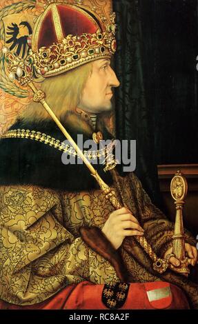 Porträt von Friedrich III (1415-1493), Kaiser des Heiligen Römischen Reiches. Museum: Schloss Ambras, Innsbruck. Autor: Hans Burgkmair der Ältere. Stockfoto
