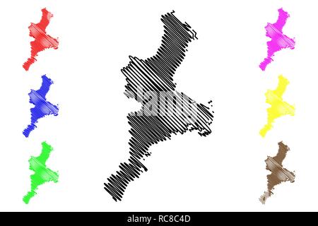 Präfektur Mie (administrative divisions von Japan, Präfekturen Japans) Karte Vektor-illustration, kritzeln Skizze Mie Karte Stock Vektor