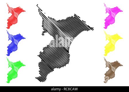 Präfektur Chiba (administrative divisions von Japan, Präfekturen Japans) Karte Vektor-illustration, kritzeln Skizze Chiba Karte anzeigen Stock Vektor