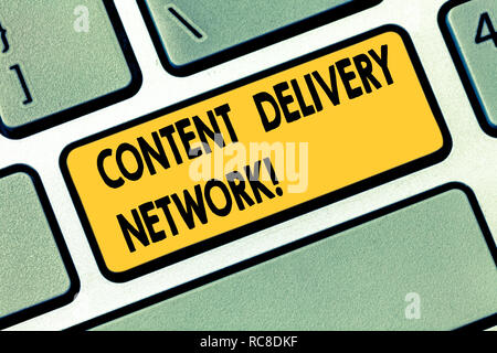 Text Zeichen zeigen Content Delivery Network. Konzeptionelle Foto geografisch verteilten Netzwerk von proxy server Tastatur Absicht zu erstellen Comput Stockfoto