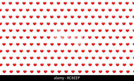 Einfache 3D-kleinen Herzen Muster auf weißem Hintergrund, große Textur Stockfoto