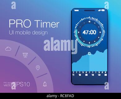 Anwendung "Uhr UI Design Konzept, Vector EPS 10. Stock Vektor