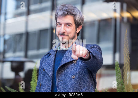 Roma, Italien. 14 Jan, 2019. Paolo Ruffini Fotoauftrag der italienischen Film 'L'Agenzia dei Bugiardi 'Credit: Matteo Nardone/Pacific Press/Alamy leben Nachrichten Stockfoto