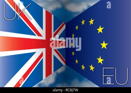 Vereinigtes Königreich Im Vergleich zu Europäischen Union Fahnen, Vektor, Abbildung Stock Vektor