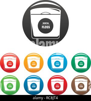 Zahnseide Icons Set 9 Farbe Vektor isoliert auf Weiss für jedes Design Stock Vektor