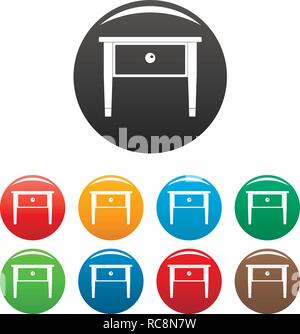 Beistelltisch Bett Icons Set 9 Farbe Vektor isoliert auf Weiss für jedes Design Stock Vektor