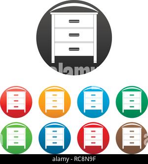 Schublade Icons Set 9 Farbe Vektor isoliert auf Weiss für jedes Design Stock Vektor