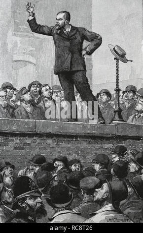 Vereinigtes Königreich. London. Sozialistische Konferenz. Kupferstich von H. Thomson. 19. Stockfoto