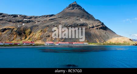 British Antarctic Survey Station Grytviken, King Edward Cove, South Georgia, Antarktis Stockfoto