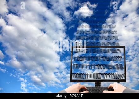 Computer, Wolken, Himmel, symbolische Bild für Cloud Computing, Cloud Stockfoto